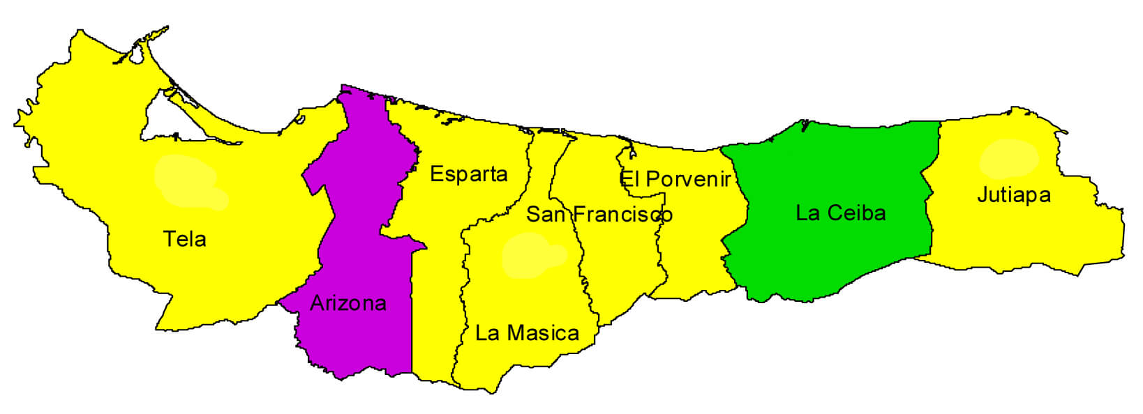 Mapa Departamento de Atlántida